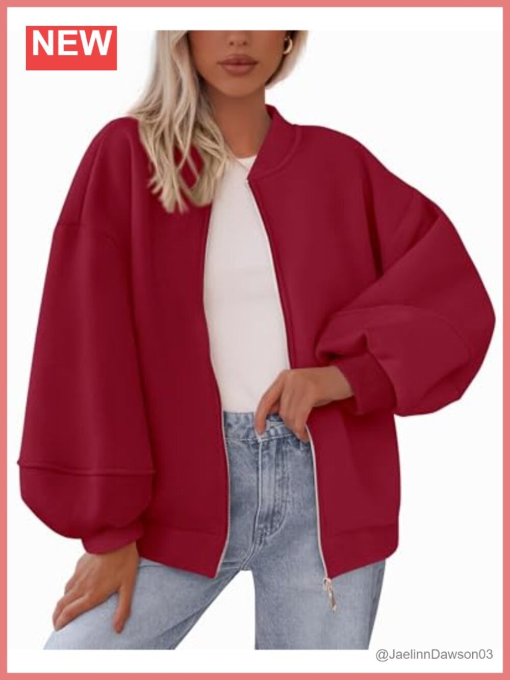 Oversized Zip Up Sweatshirt Jacket for Women Fall